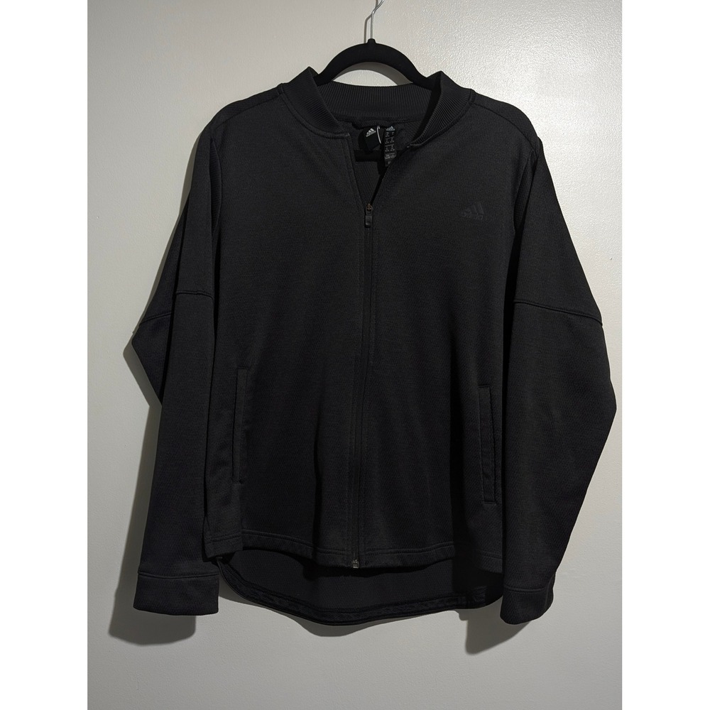 Adidas Climawarm Jacket Womens XL Black Textured Full Zip Athletic Athleisure